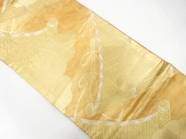 御簾に雲模様織り出し　名古屋帯